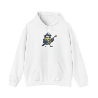 Blaumeise mit Bass-Gitarre Hoodie – Lustiger Kapuzenpullover für Bassisten & Vogelfreunde