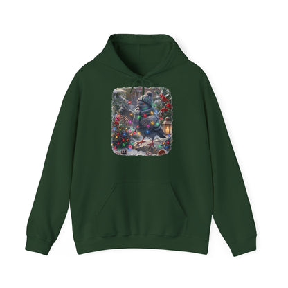 Premium Hoodie Taube und die Lichterkette im winterlichen Garten für Vogelbeoachter