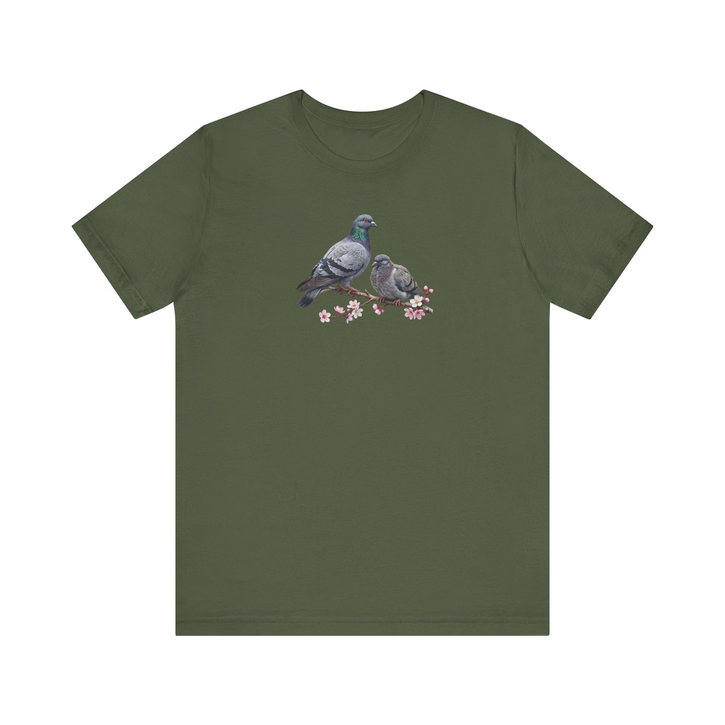 Taube & Jungvogel T-Shirt | Frühlingsblüten Vogelmotiv für Vogelbeobachter