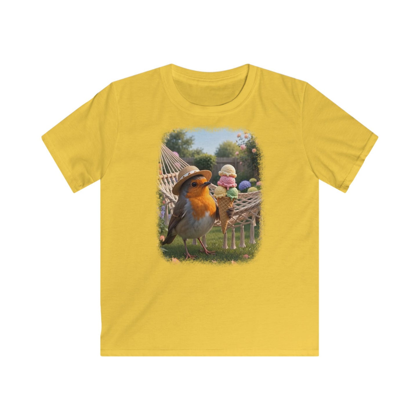 Premium Kinder T-Shirt Rosi Rotkehlchen und das Riesen-Eis