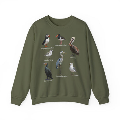 Papageitaucher und Möwe Sweatshirt Vogelmotiv – Animal Graphic Tee, Casual Everyday Wear