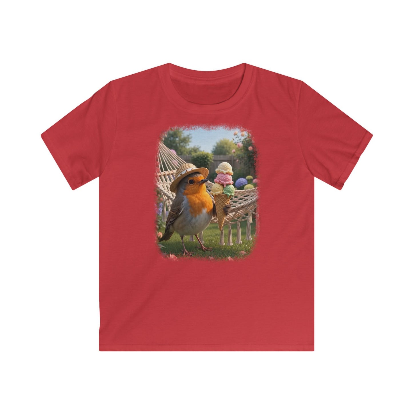 Premium Kinder T-Shirt Rosi Rotkehlchen und das Riesen-Eis