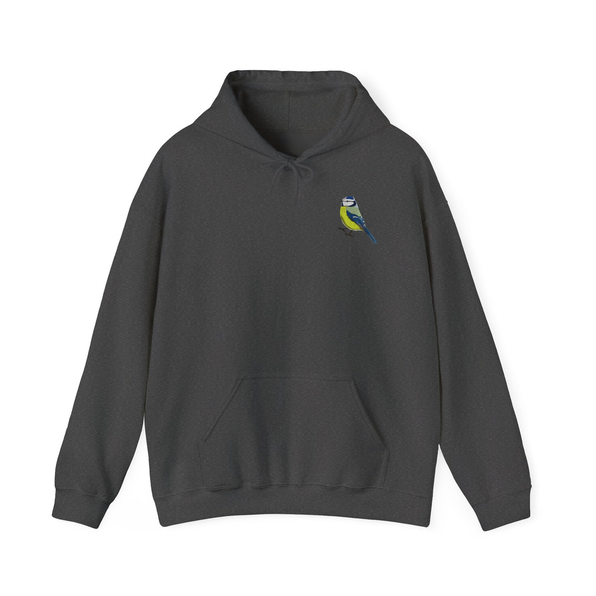 Blaumeise Hoodie – Kuscheliger Kapuzenpullover mit kleinem Gartenvogel-Motiv