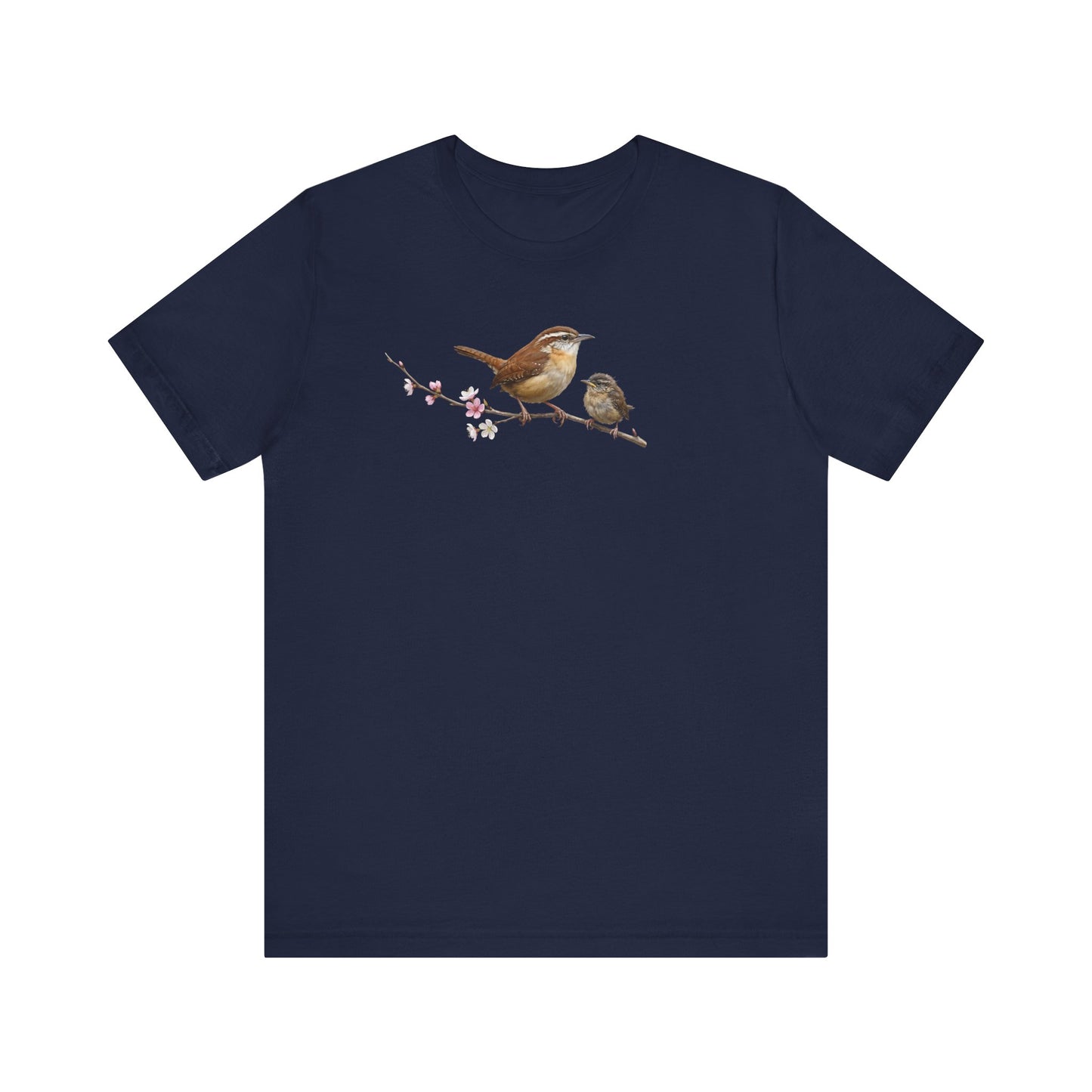 Zaunkönig & Jungvogel T-Shirt | Frühlingsblüten Vogelmotiv für Vogelbeobachter