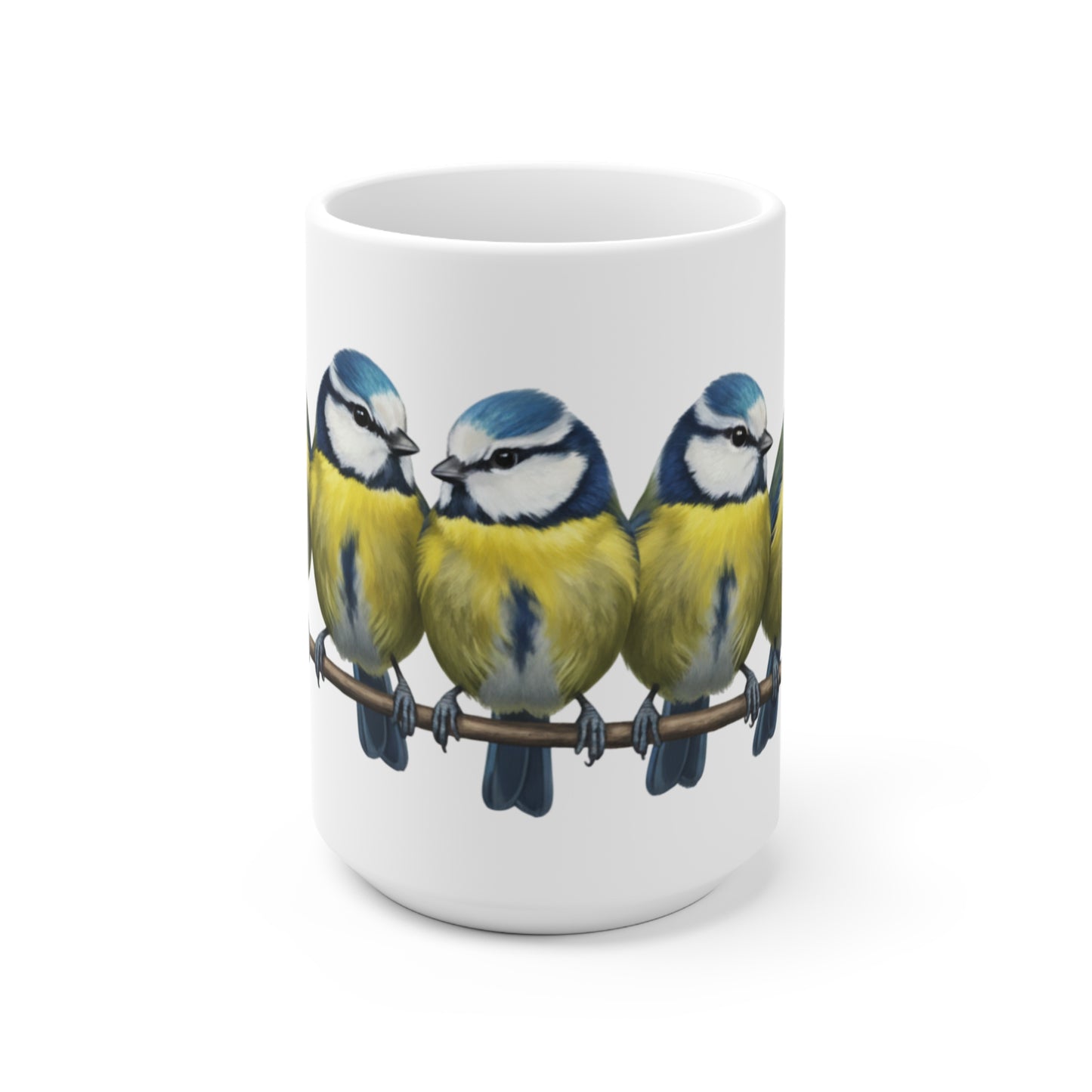 Blaumeisen Tasse Vögel auf einem Ast Vogelmotiv für Vogelbeobachter und Vogelfreunde