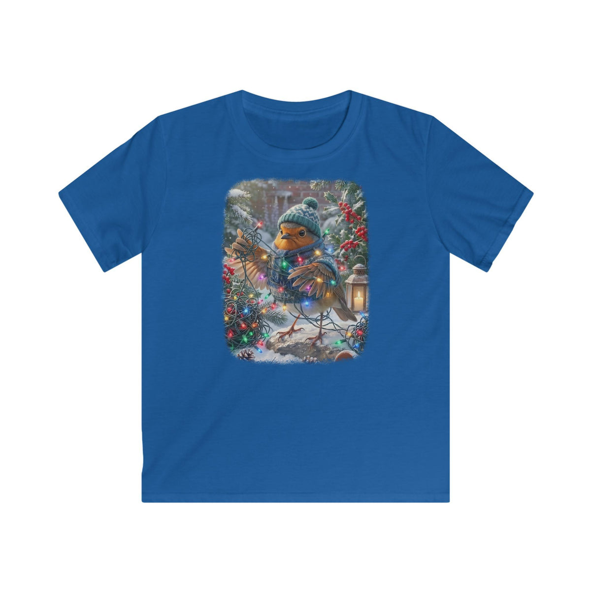 Premium Kinder T-Shirt Rosi Rotkehlchen und die Lichterkette im Garten