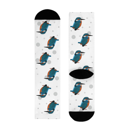 Eisvogel Socken Vogelsocken Weiß mit Grauen Punkten