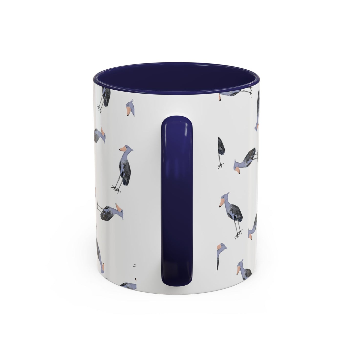 Schuhschnabel Tasse mit Streumuster | Vogelmotiv Kaffeebecher für Vogelbeobachter & Naturfreunde in Purple