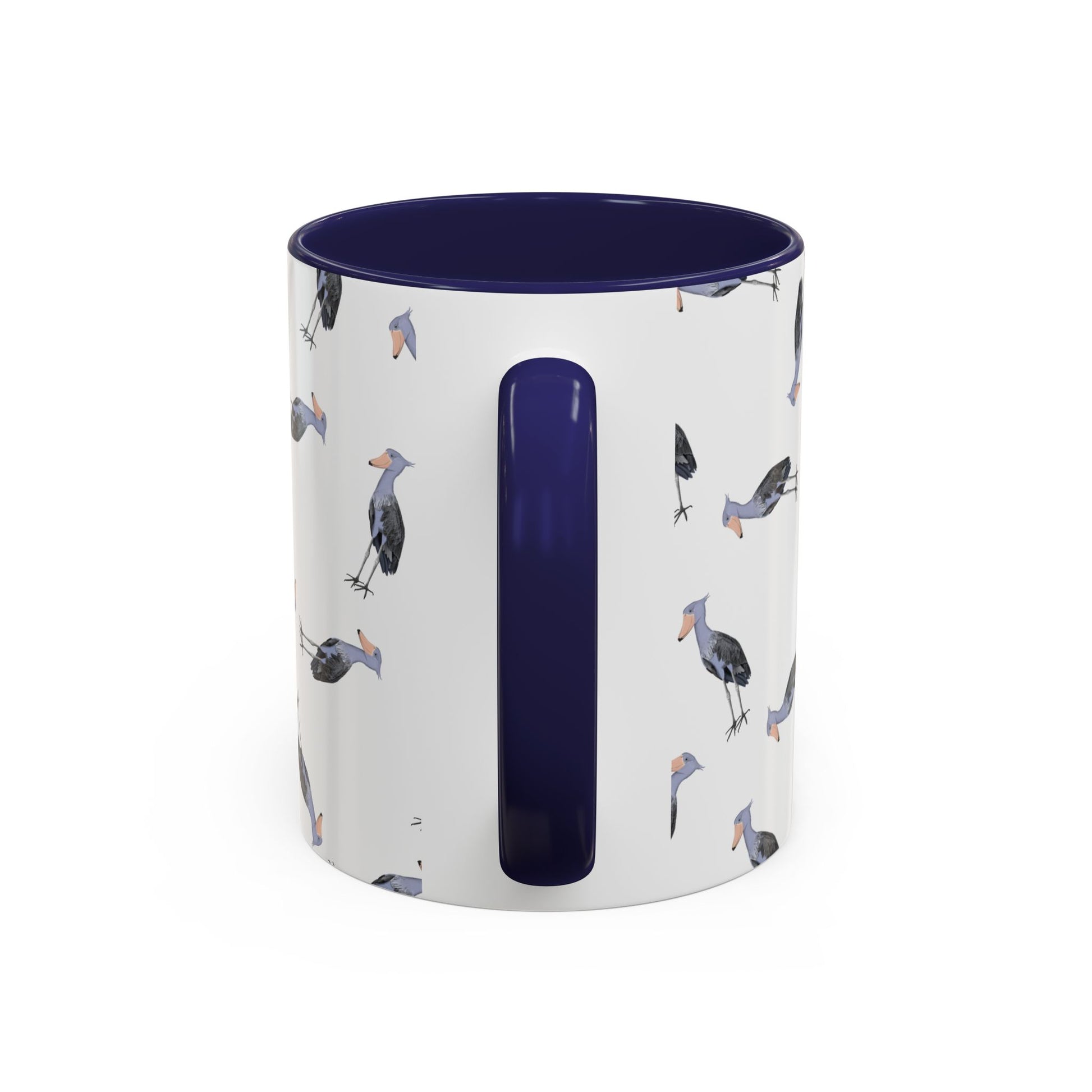 Schuhschnabel Tasse mit Streumuster | Vogelmotiv Kaffeebecher für Vogelbeobachter & Naturfreunde in Purple