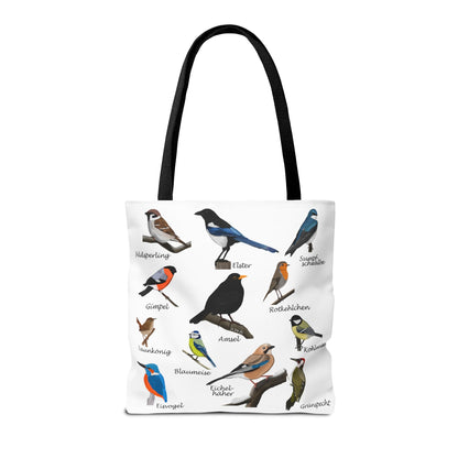Gartenvögel Tragetasche 40x40cm Amsel Rotkehlchen Blaumeise Vogel Tasche