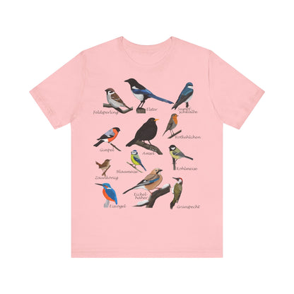 Amsel Rotkehlchen Blaumeise Zaunkönig Vogel T-Shirt für Vogelfreunde und Vogelbeobachter