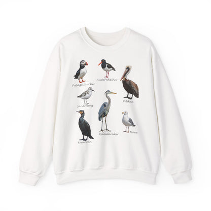 Papageitaucher und Möwe Sweatshirt Vogelmotiv in Black