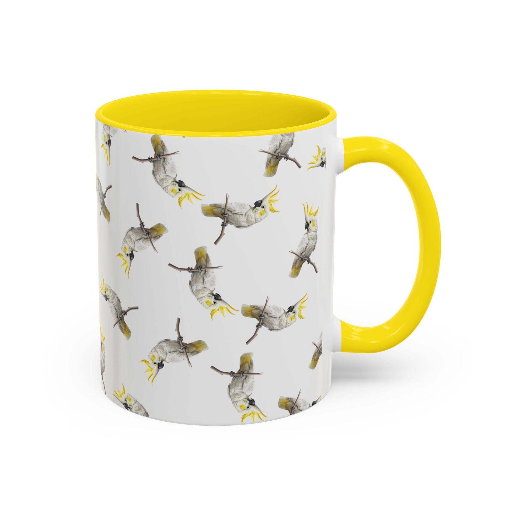 Kakadu Tasse mit Streumuster | Vogelmotiv Kaffeebecher für Vogelbeobachter & Naturfreunde