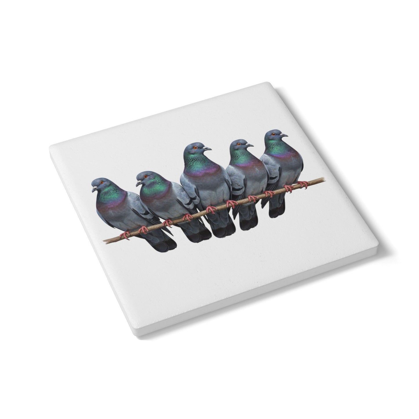 Tauben Keramik-Untersetzer Vogelmotiv Weiß