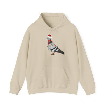 Taube Weihnachts-Hoodie - Vogel als Weihnachtsmann mit Lichterkette Sweater