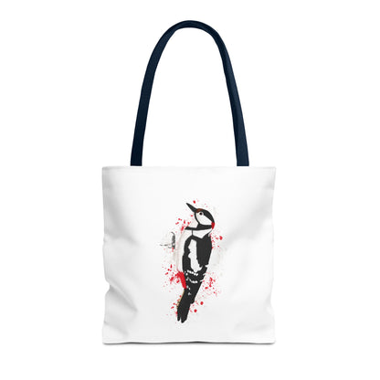 Buntspecht Tragetasche 40x40cm Vogel Tasche Weiß für Vogelbeobachter