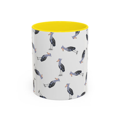 Schuhschnabel Tasse mit Streumuster | Vogelmotiv Kaffeebecher für Vogelbeobachter & Naturfreunde – Accent Coffee Mug, Birds Design