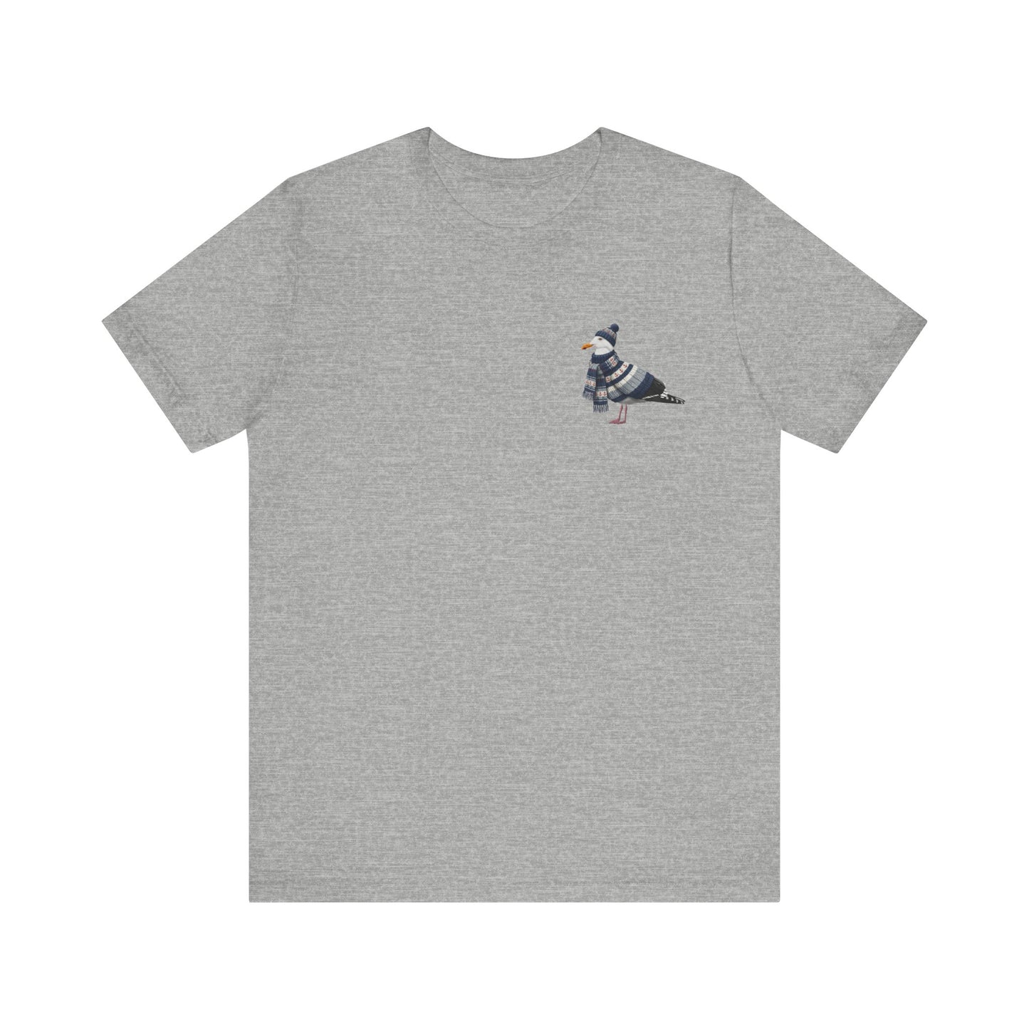 Möwe in Strick T-Shirt – Weiches Premium Shirt mit Winterlichem Vogelmotiv