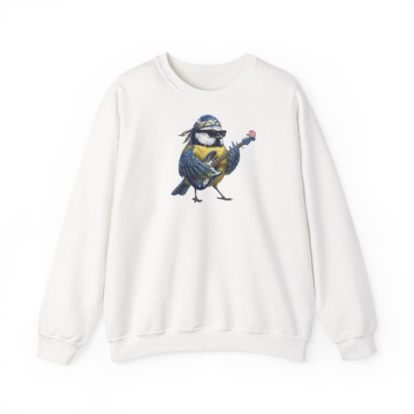 Bert Blaumeise Blumen-Gitarre Sweatshirt – Die Gartenvögel Band 2 Merch (Unisex)