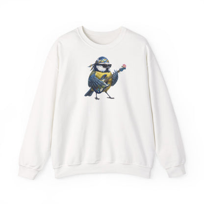 Bert Blaumeise Blumen-Gitarre Sweatshirt – Die Gartenvögel Band 2 Merch (Unisex)