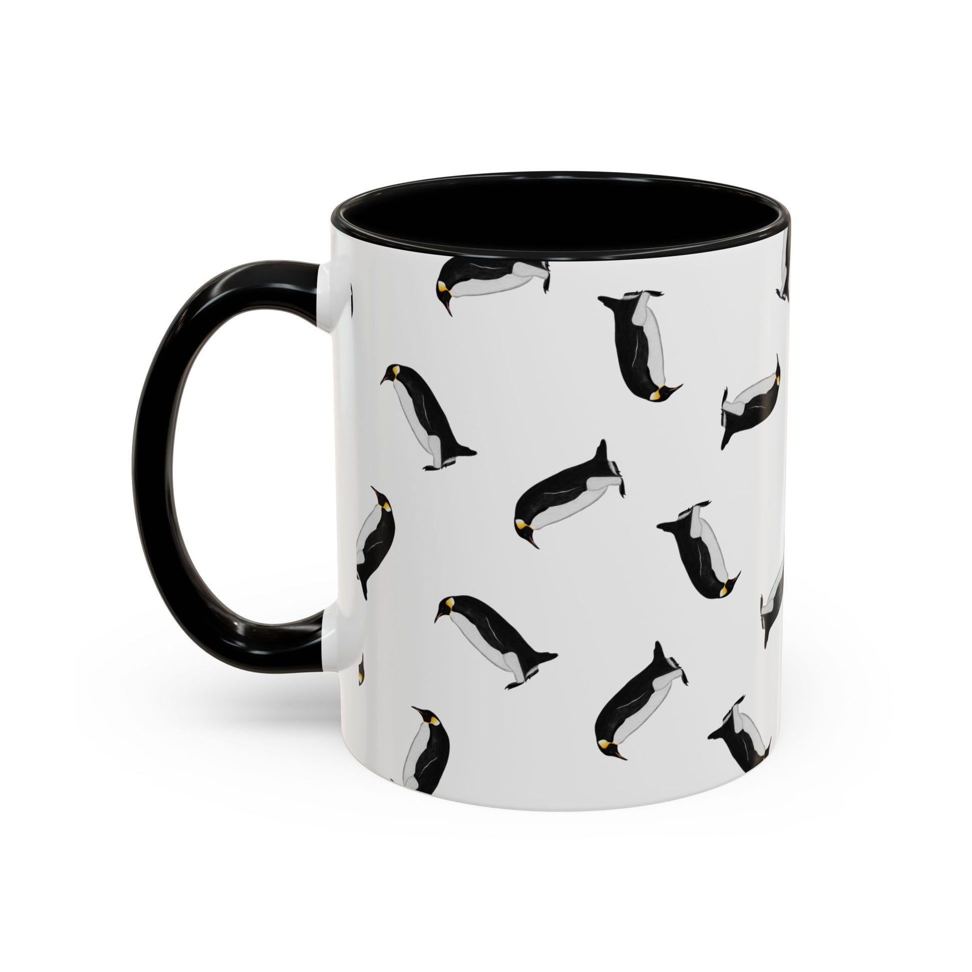 Pinguin Tasse mit Streumuster | Vogelmotiv Kaffeebecher für Vogelbeobachter & Naturfreunde – Accent Coffee Mug and Birds Design style