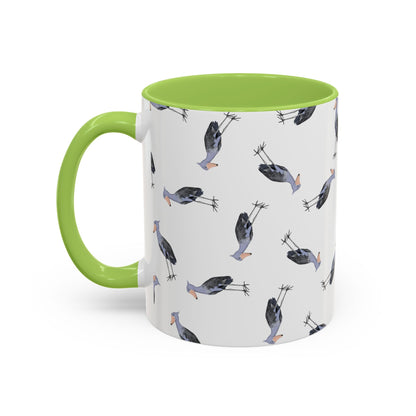 Schuhschnabel Tasse mit Streumuster | Vogelmotiv Kaffeebecher für Vogelbeobachter & Naturfreunde – Accent Coffee Mug and Birds Design style