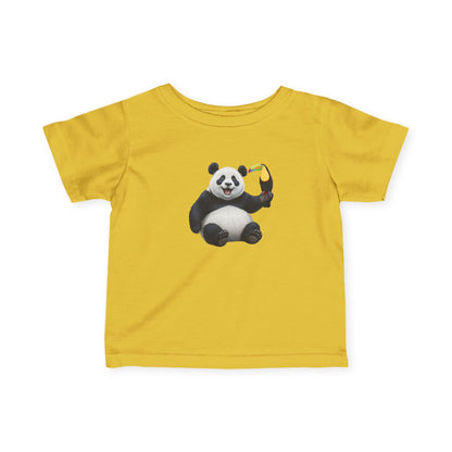 Fröhlicher Panda mit Tukan Vogel Tiermotiv T-Shirt für Babys und Kleinkinder