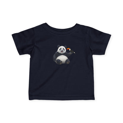 Panda mit Tukan Vogel Tiermotiv T-Shirt für Babys und Kleinkinder