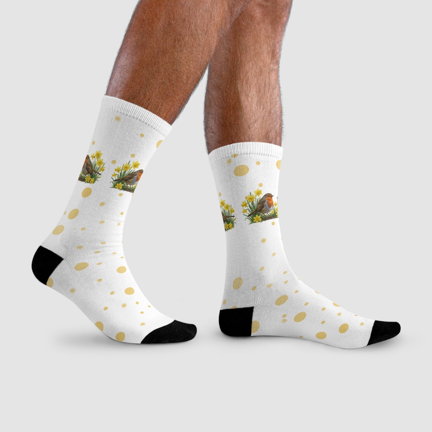 Rotkehlchen Vogel Socken – Vögel in Osterglocken Geschenk für Vogelfreunde