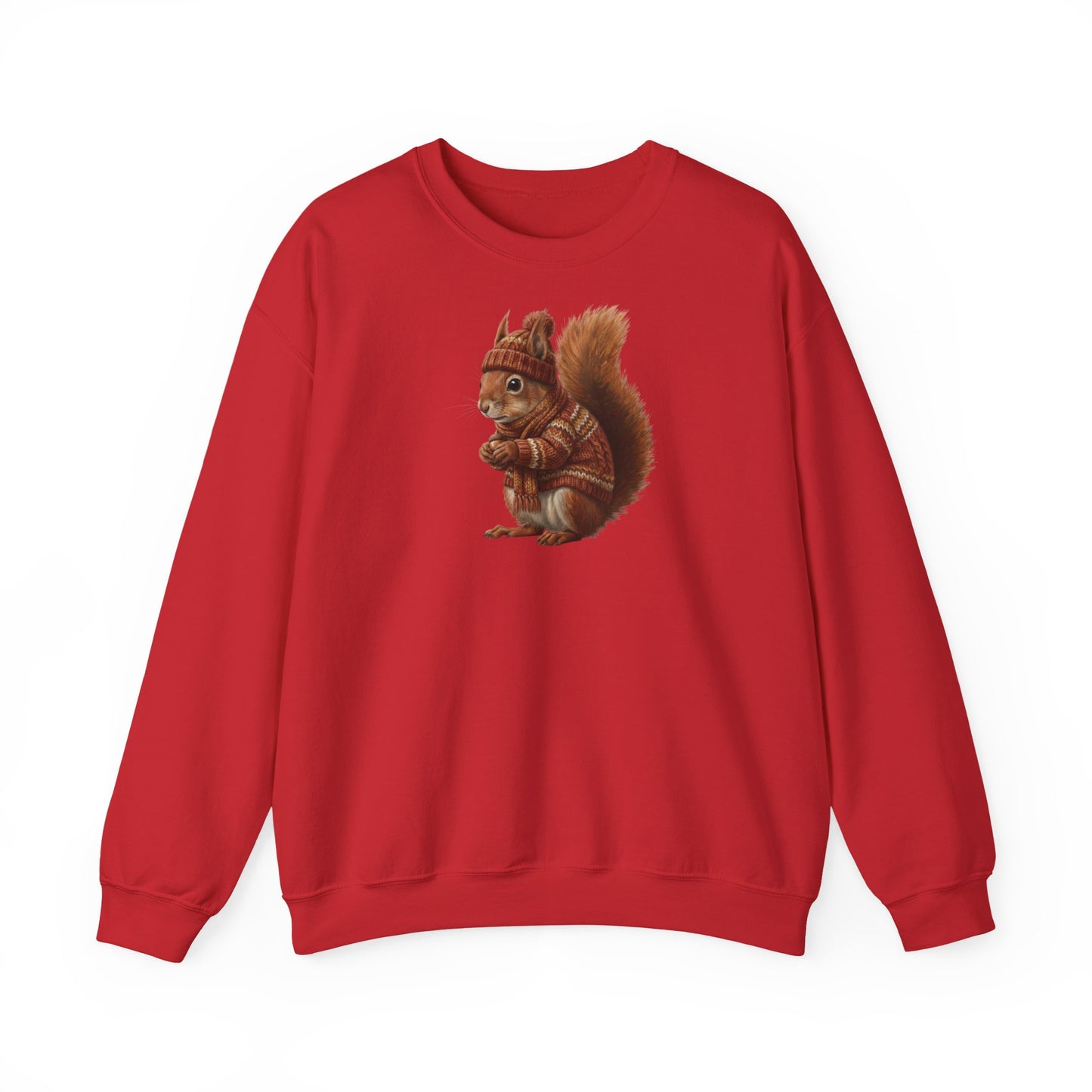 Eichhörnchen in Strick Weihnachts-Sweatshirt | Unisex Tiermotiv Sweater für Tierfreunde & Tierbeobachter