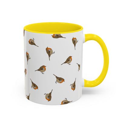 Rotkehlchen Tasse mit Streumuster | Vogelmotiv Kaffeebecher für Vogelbeobachter & Naturfreunde