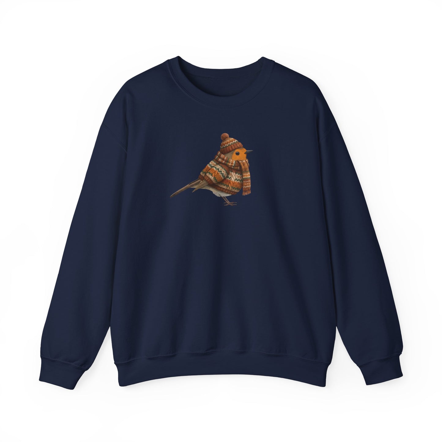 Rotkehlchen in Strick Weihnachts-Sweatshirt | Unisex Vogel Sweater für Vogelfreunde & Vogelbeobachter
