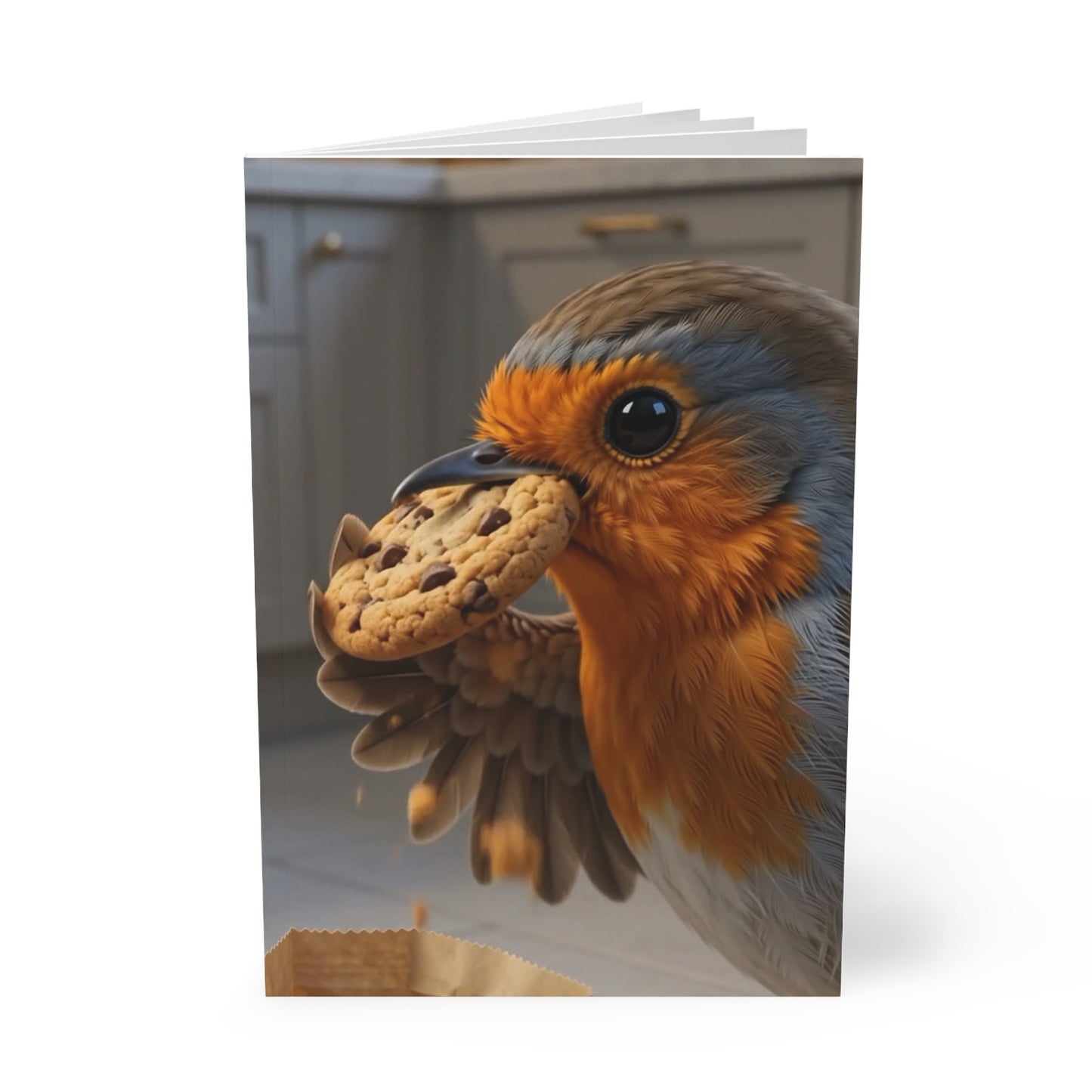 Rosi Rotkehlchen mit Schokokeks Notizbuch A5 liniert als Cozy Journal für Vogelfreunde und Naturliebhaber