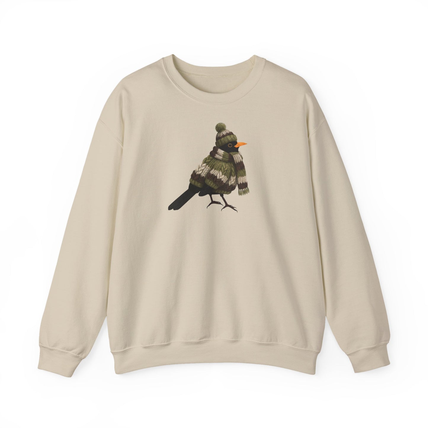 Amsel in Strick Weihnachts-Sweatshirt | Unisex Vogel Sweater für Vogelfreunde & Vogelbeobachter
