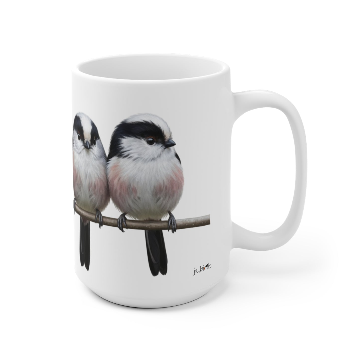 Schwanzmeisen Tasse Vögel auf einem Ast Vogelmotiv für Vogelbeobachter und Vogelfreunde