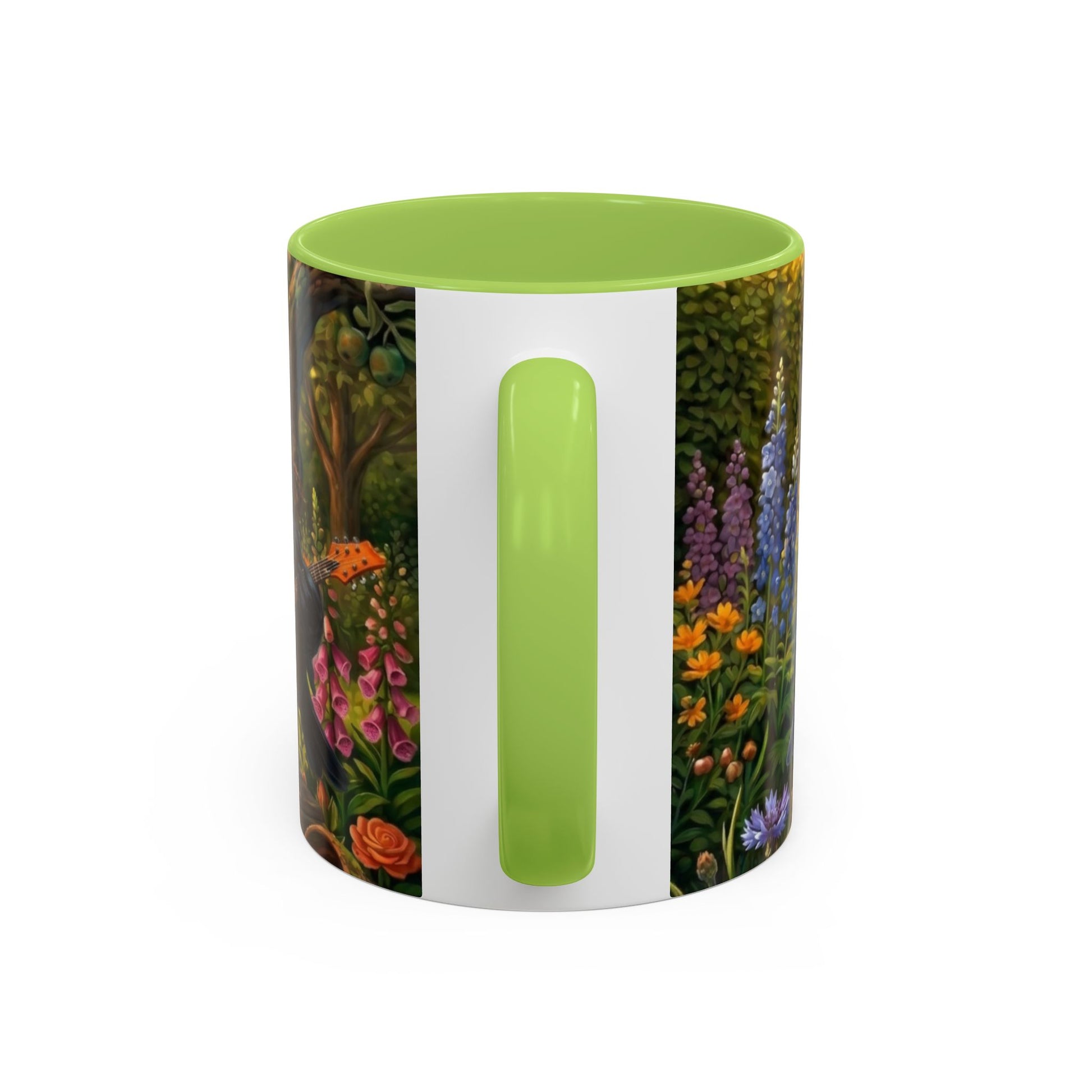 Das große Gartenkonzert Kinder Tasse – Lustige Tier mit Vögeln & Musik | Bunte Innenseite – Accent Coffee Mug,