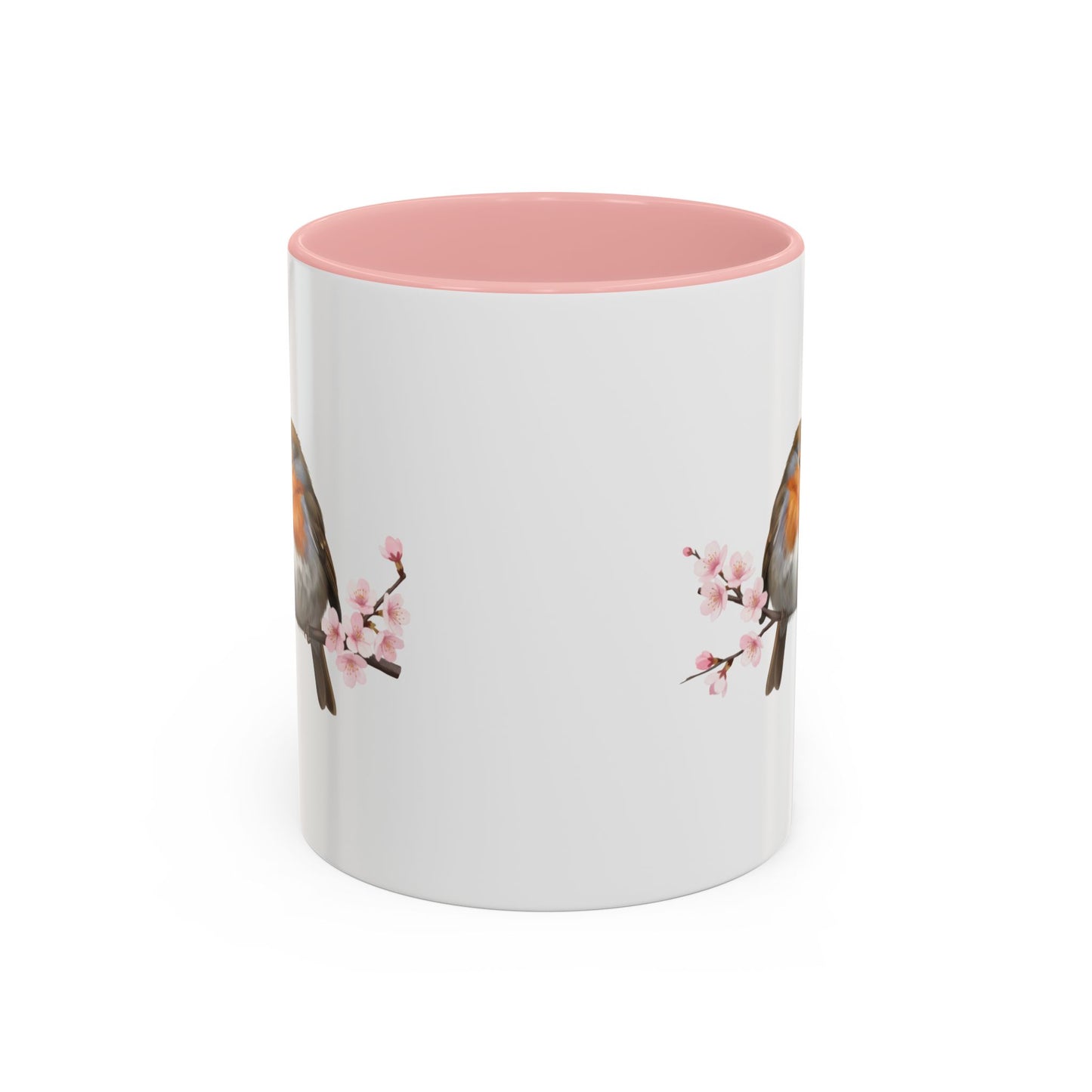 Rotkehlchen Pärchen mit Kirschblüten Tasse - Romantisches Geschenk für Vogelfreunde