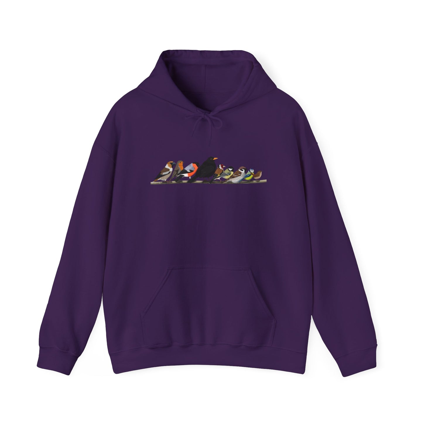 Vögel auf einem Ast Hoodie - Amsel Rotkehlchen Kohlmeise Stieglitz Kapuzenpullover für Vogelbeobachter & Naturliebhaber