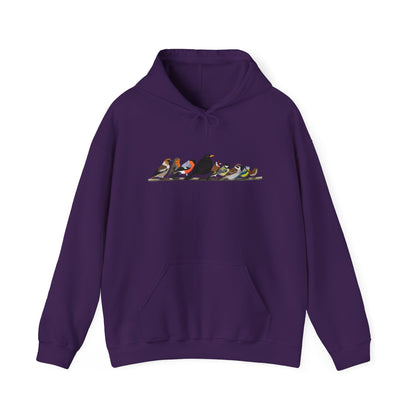 Vögel auf einem Ast Hoodie - Amsel Rotkehlchen Kohlmeise Stieglitz Kapuzenpullover für Vogelbeobachter & Naturliebhaber