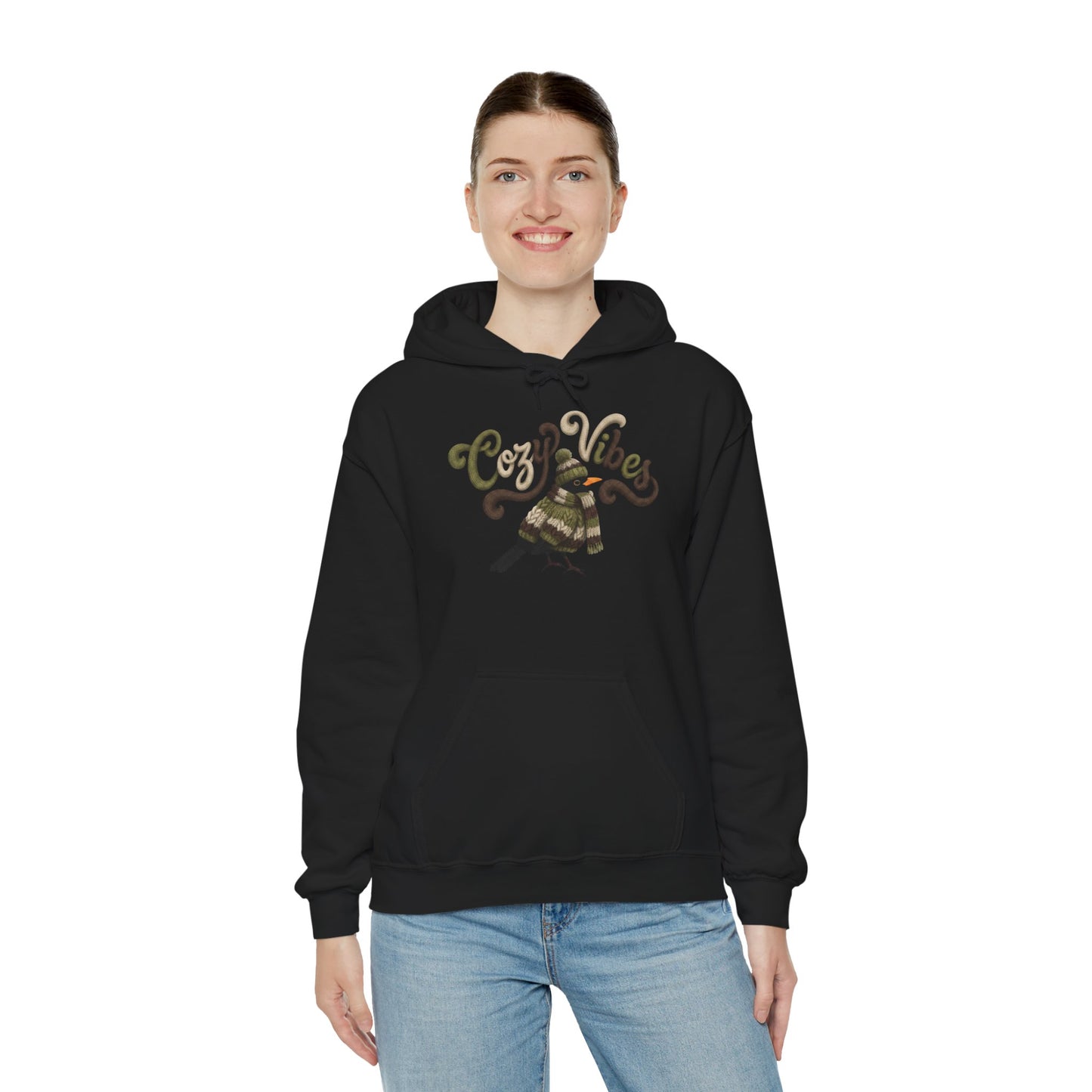 Amsel mit Strickpullover Cozy Vibes Hoodie - Vogel Kapuzenpullover für Vogelbeobachter & Naturliebhaber mit Vogelmotiv