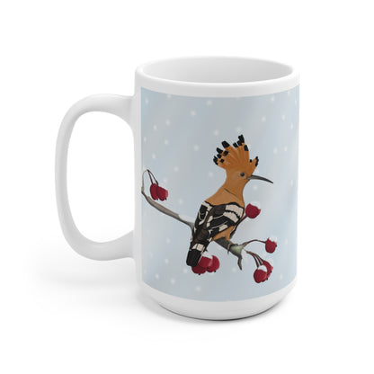 Wiedehopf auf einem Ast im Winter Weihnachten Schnee Vogel Tasse