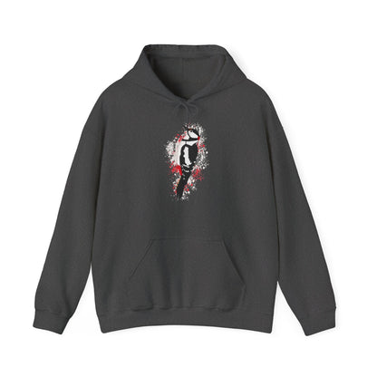 Buntspecht Hoodie – Motiv-Kapuzenpullover im Art-Design mit Sprenkel-Hintergrund