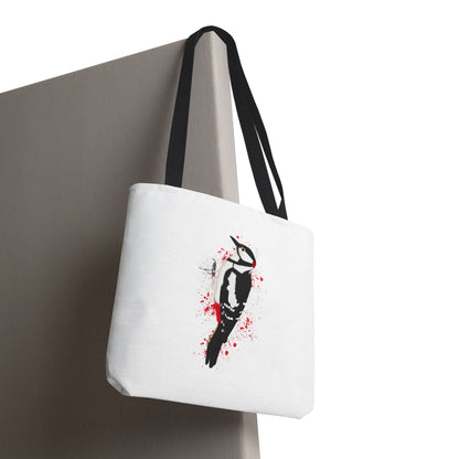 Buntspecht Tragetasche 40x40cm Vogel Tasche Weiß für Vogelbeobachter