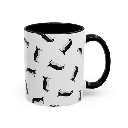 Pinguin Tasse mit Streumuster | Vogelmotiv Kaffeebecher für Vogelbeobachter & Naturfreunde in Yellow