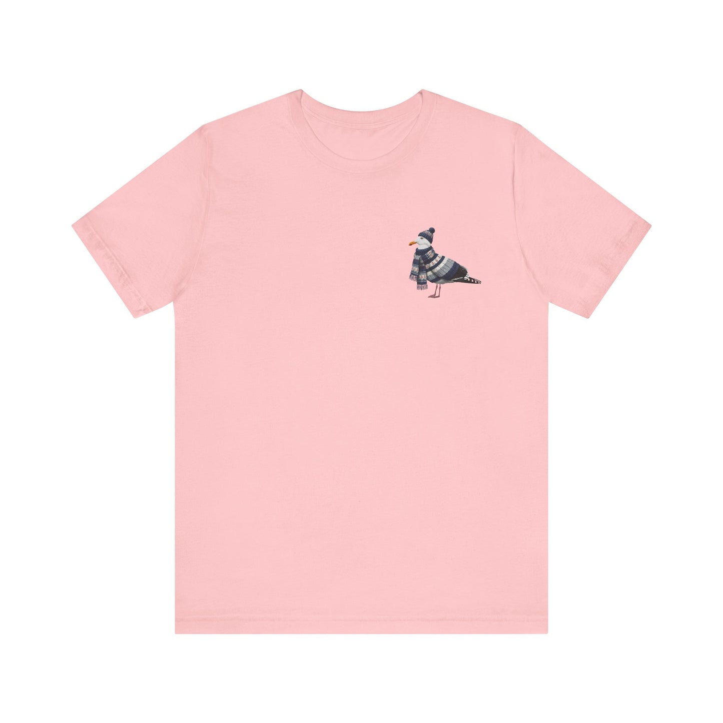 Möwe in Strick T-Shirt – Weiches Premium Shirt mit Winterlichem Vogelmotiv