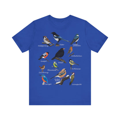 Amsel Rotkehlchen Blaumeise Zaunkönig Vogel T-Shirt für Vogelfreunde und Vogelbeobachter