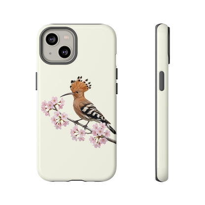 Wiedehopf Handyhülle in Cremeweiß | Florales Kirschblüten Vogel-Motiv für iPhone & Google Pixel