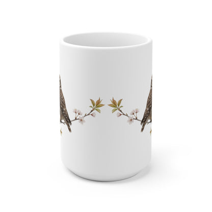 Steinkauz mit Ästling Premium Keramiktasse | Geschenk für Vogelbeobachter