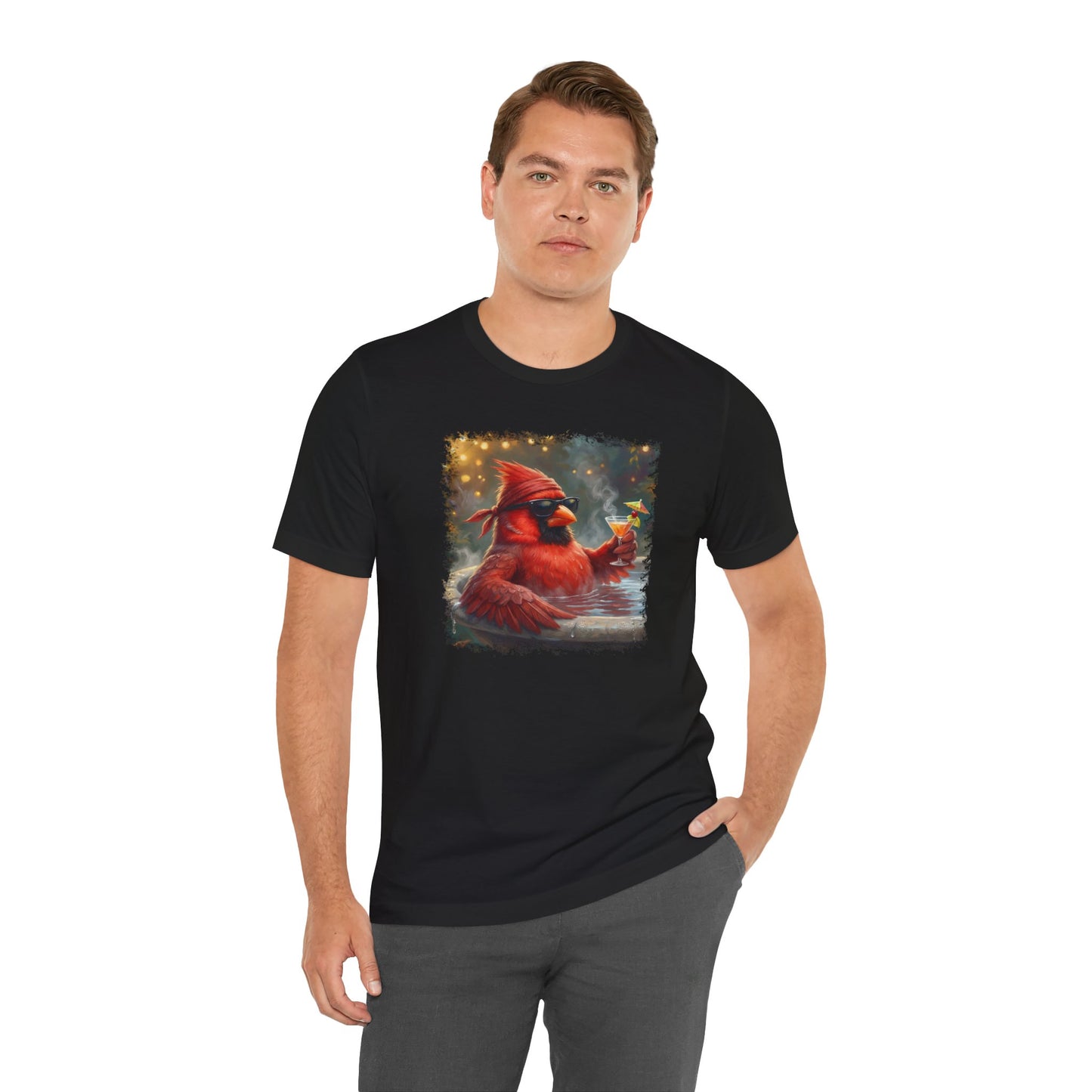 Chordinal entspannt im Vogelbad mit Drink – Premium Unisex T-Shirt | Die Gartenvögel – band tshirt, Vogel
