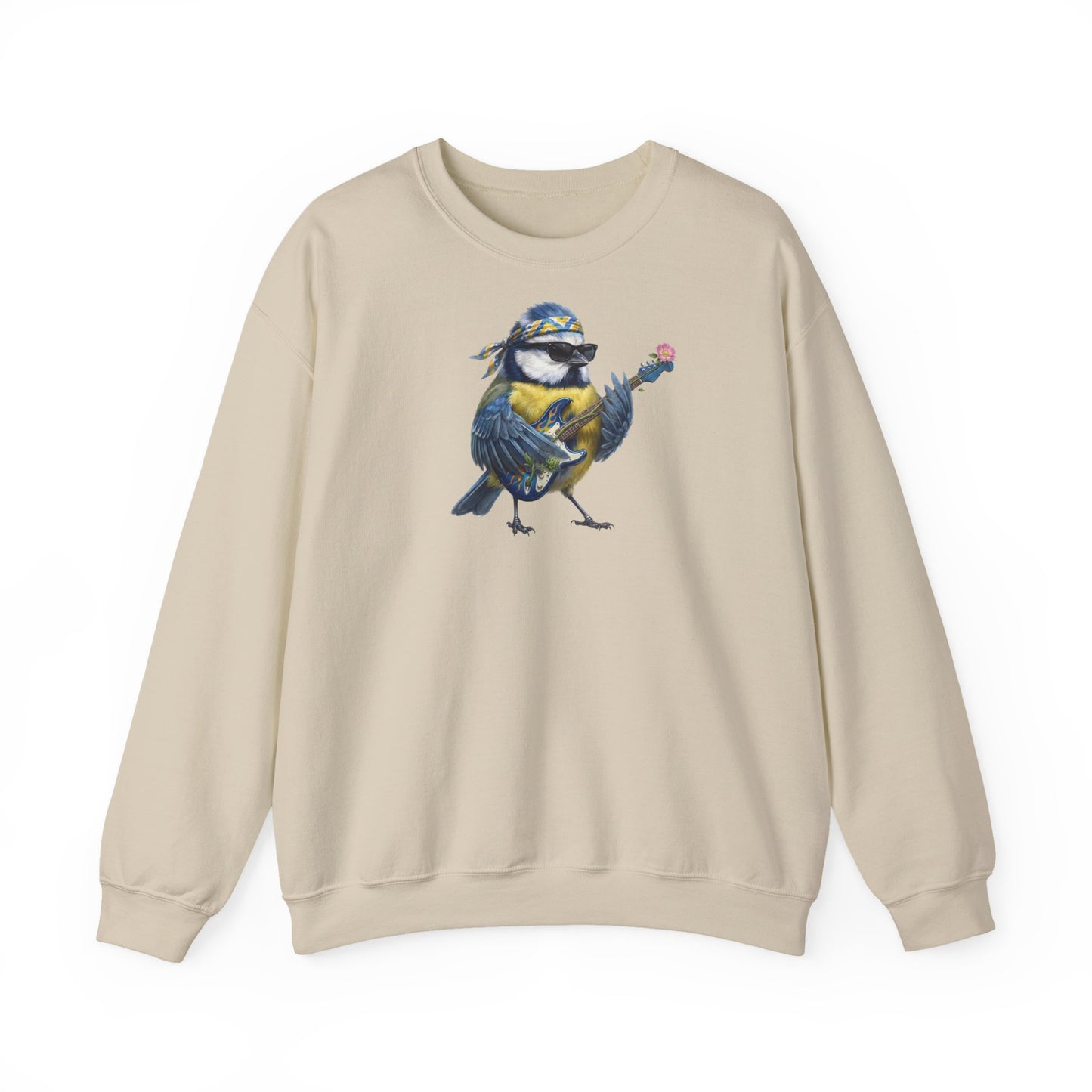 Bert Blaumeise Blumen-Gitarre Sweatshirt – Die Gartenvögel Band 2 Merch (Unisex)